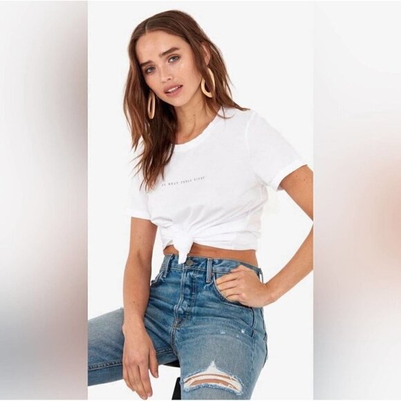 NEW MATE the Label White Organic Cotton "Do what feels right." Classic Crew Tee - Picture 9 of 9